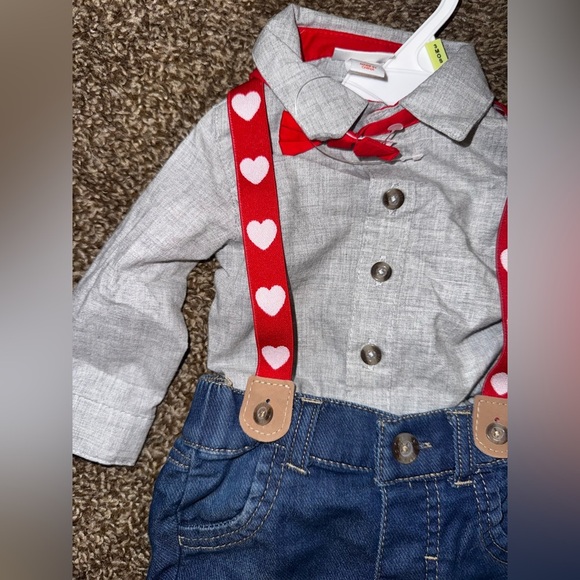 NWT Cat & Jack Baby Boys Denim Heart Suspender Set (Size: 0-3 Months) - Picture 5 of 5